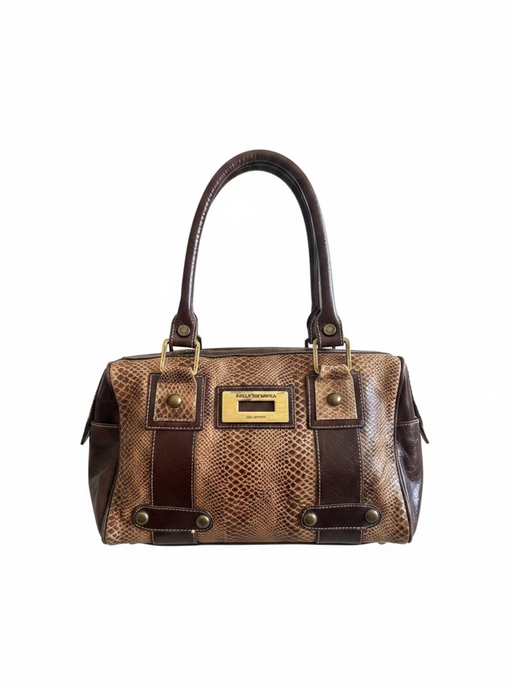 Vintage Rafael Mendonça Collections Python Embossed Leather Satchel Bag Y2K